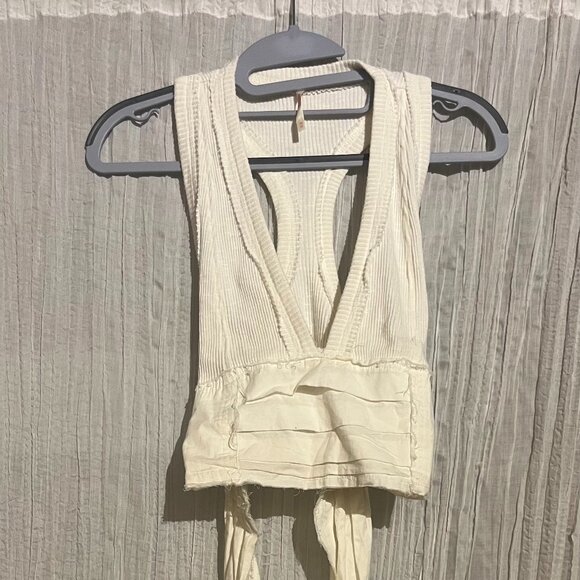Free People Tops - Free People White Linen Wrap-Around Tank